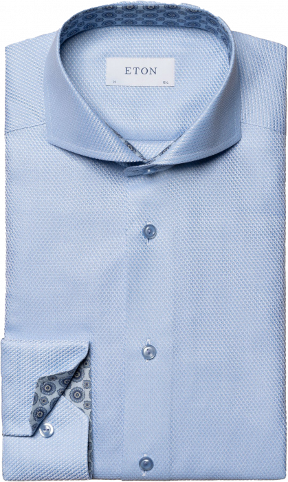 Eton - Light Blue Medallion Effect Shirt - Azul claro