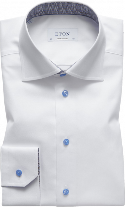 Eton - Twill With Details, Contemporary Fit, Cut Away - White