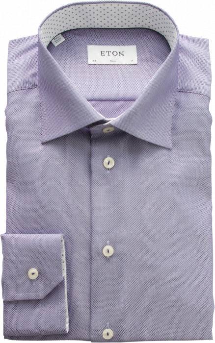 Eton - Blue Twill Shirt, Slim Fit, Cut Away - Bleu foncé & blanc