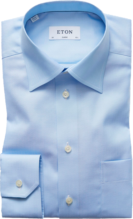 Eton - Men's Herringbone Shirt In Twill, Classic Fit - Skye Blue