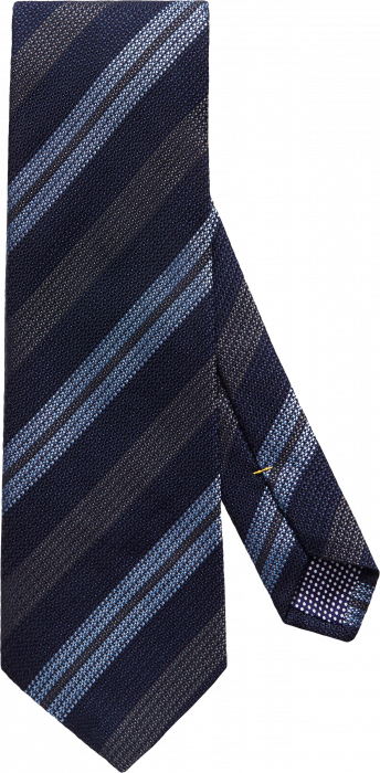 Eton - Blue & Grey Striped Tie - Bleu foncé & skye blue