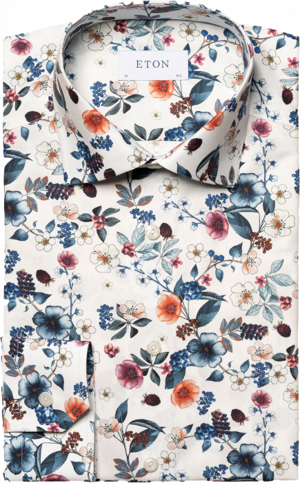 Eton - Floral Print Signature Twill Shirt Slim Fit - Vit