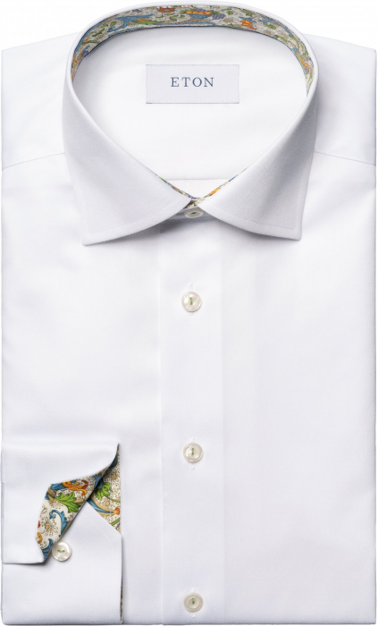 Eton - Hvid Business Skjorte Med Blomsterdetaljer Contem - Hvid