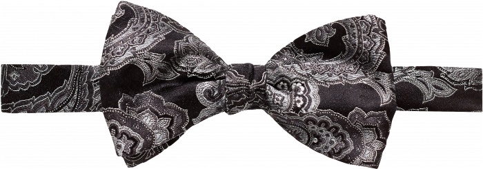 Eton - Black Paisley Bow Tie, Ready Tied - Preto