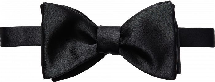 Eton - Black Silk Bow Tie, Self Tied - Preto