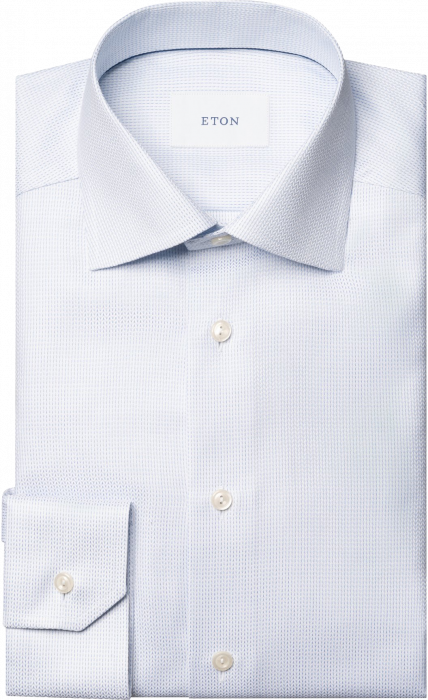 Eton - Light Blue Herringbone Dobby Shirt - Ljusblå