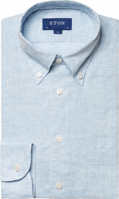 Eton - Light Blue Solid Linen Shirt Slim Fit - Jasnoniebieski