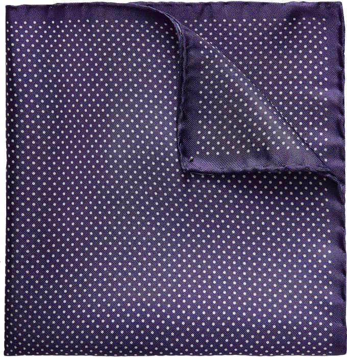 Eton - Polka Dots Silk Pocket Square - Roxo