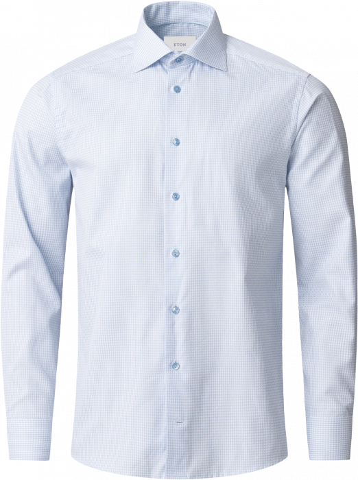 Eton - Light Blue Check Dobby Shirt Contemporary Fit - Blu chiaro