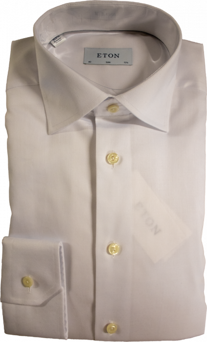 Eton - White Stretch Business Shirt, Slim Fit - Branco
