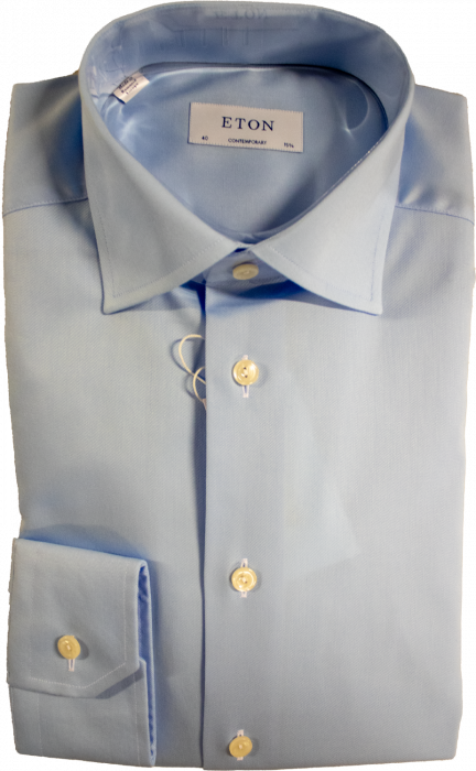 Eton - Light Blue Stretch Shirt, Contemporary Fit - Jasnoniebieski