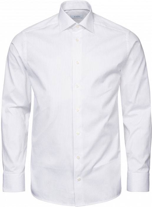 Eton - Light Blue Striped Shirts Slim Fit - Branco & azul claro