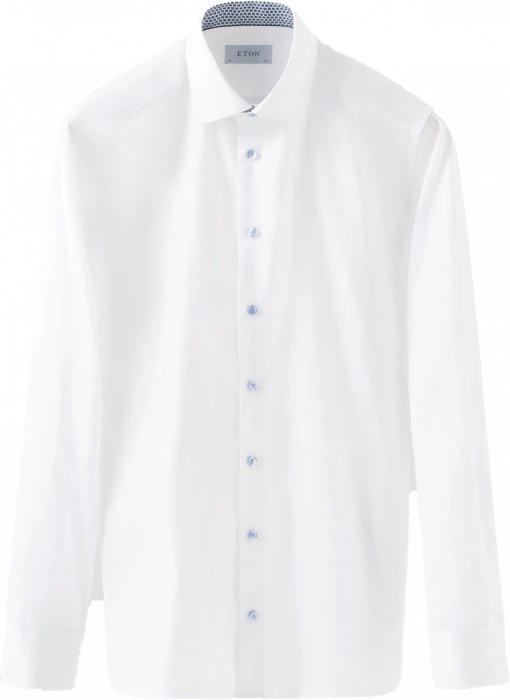 Eton - White Geometric Eff Signature Twill - Contemporary fit - White