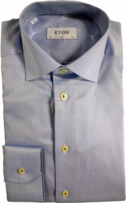 Eton - Lyseblå Businessskjorte Med Detaljer Slim-Fit - Himmelblå & blå