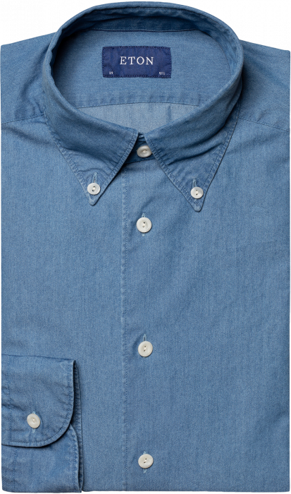 Eton - Denim Shirt, Button Down, Contemporary - Blu