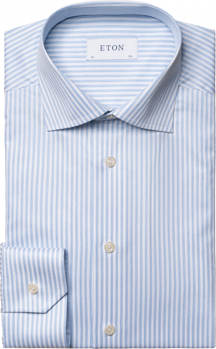 Eton - Blue Stribed Business Shirt, Slim Fit - Blå & vit
