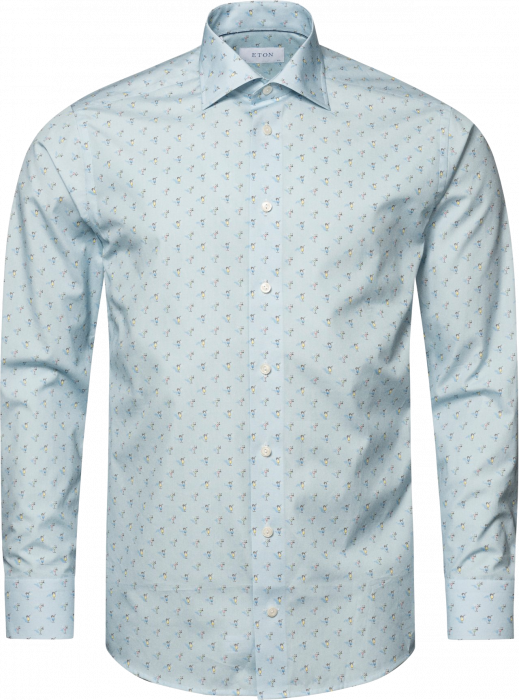 Eton - Light Blue Drink Print Poplin Shirt Slim Fit - Skye Blue