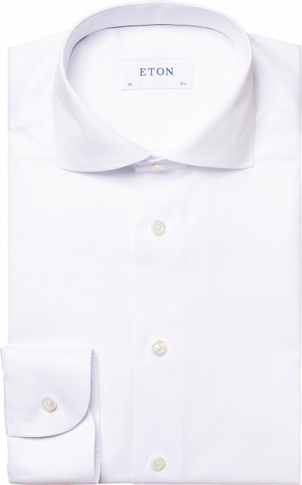 Eton - White Twill Shirt, Wide Spread, Slim Fit - White