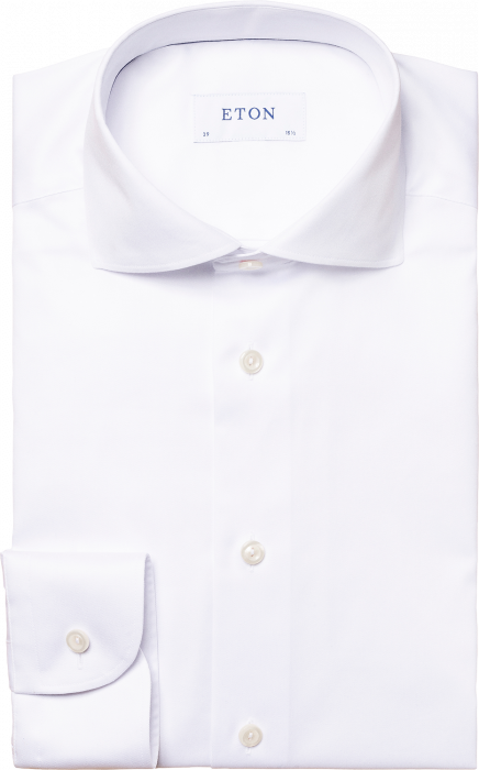 Eton - White Twill Shirt, Wide Spread, Contemporary Fit - Blanco