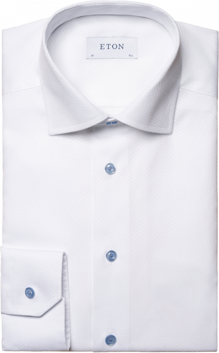 Eton - Hvid Dobby Business Skjorte, Slim Fit, Cut Away - Hvid
