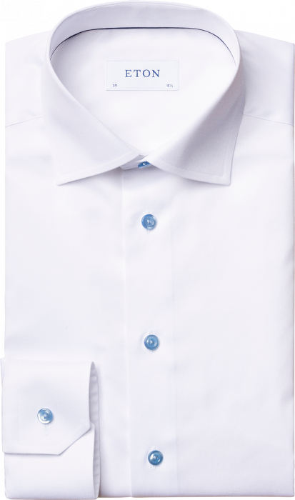 Eton - White Twilll Shirt, Cut Away, Contemporay Fit - Blanco