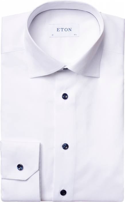 Eton - White Twilll Shirt, Cut Away, Contemporay - Weiß