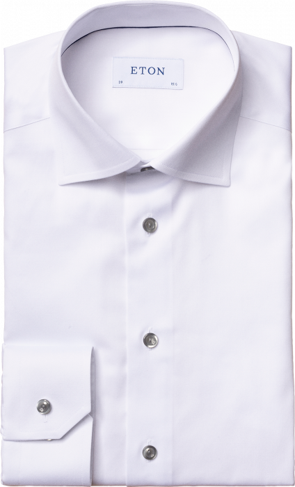 Eton - White Twilll Shirt, Grey Contrast, Contemporay Fit - White