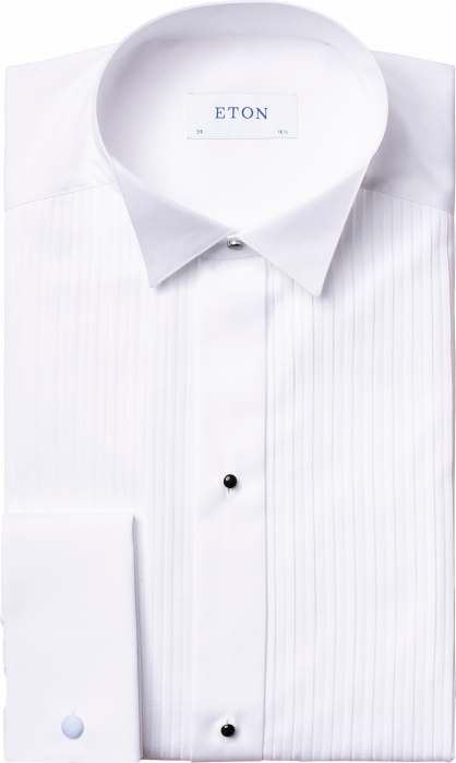 Eton - White Plissé Tuxedo Shirt, Slim - Wit