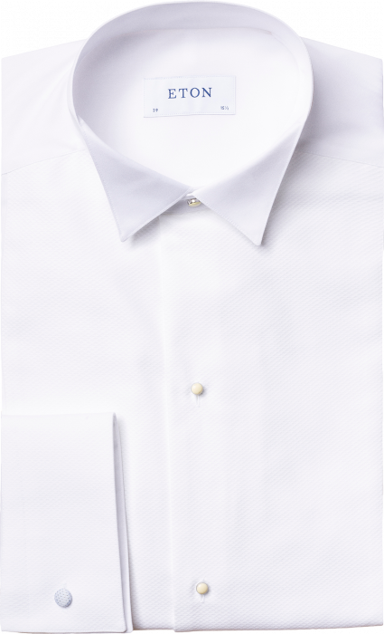 Eton - White Pique White Tie Shirt, Contemporary Fit - White