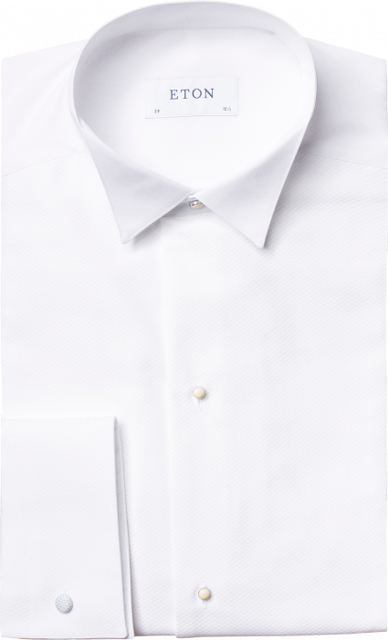 Eton - White Pique White Tie Shirt, Slim Fit - White