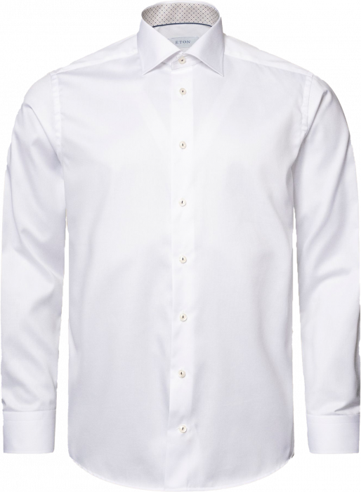Eton - Hvid Businessskjorte Med Detaljer Slim Fit - Hvid