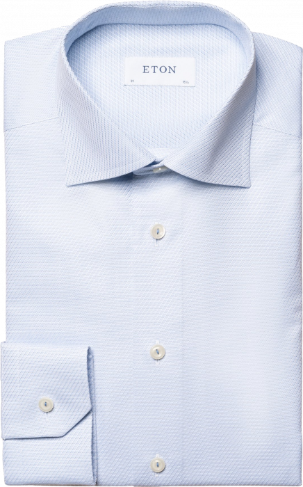 Eton - Light Blue Semi Solid Signature Dobby Shirt Slim - Ljusblå