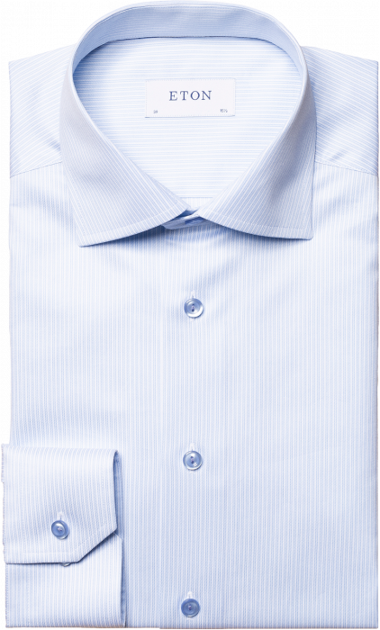 Eton - Light Blue Double Striped Shirt, Slim Fit - Lichtblauw