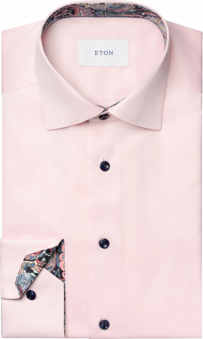 Eton - Light Pink Solid Paisley Effect Shirt - Slim fit - Cerise