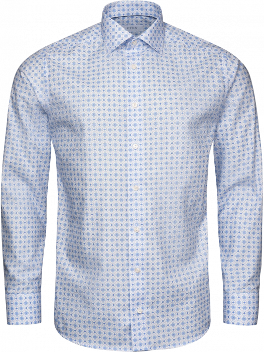 Eton - Light Blue Medallion Print Poplin Shirt Slim Fit - Azul claro