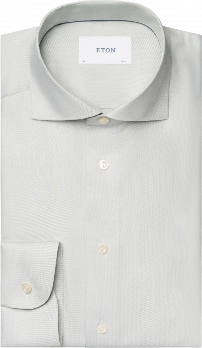 Eton - Melange Semi Solid Fine Twill Shirt Wide Spread - Light Green