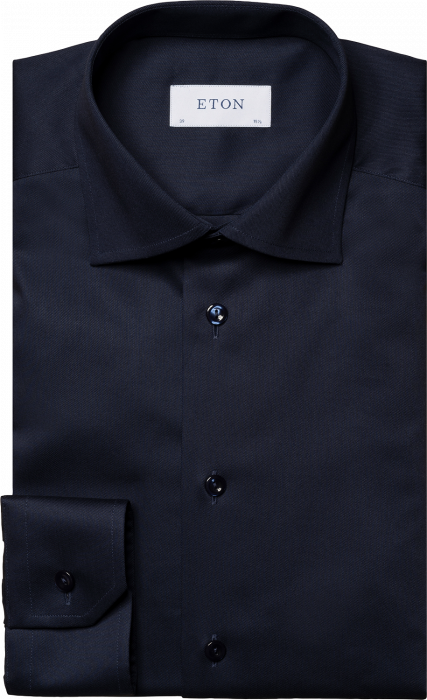 Eton - Navy Stretch Business Shirt, Contemporary - Marine
