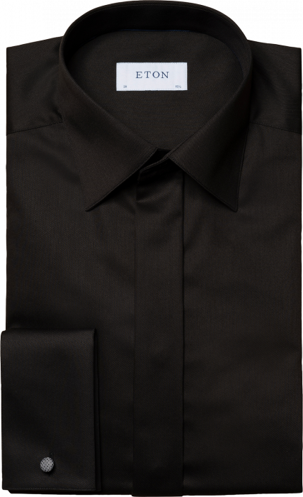 Eton - Black Stretch Evening Shirt French Cuffs Contemp - Svart