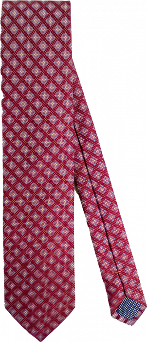 Eton - Red Slik Tie With Tile Pattern - Röd & ljusblå