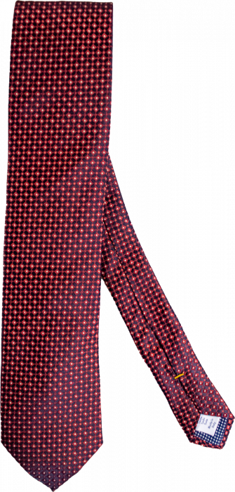 Eton - Navy Silk Tie With Red Square-Dot Pattern - Granat & czerwony