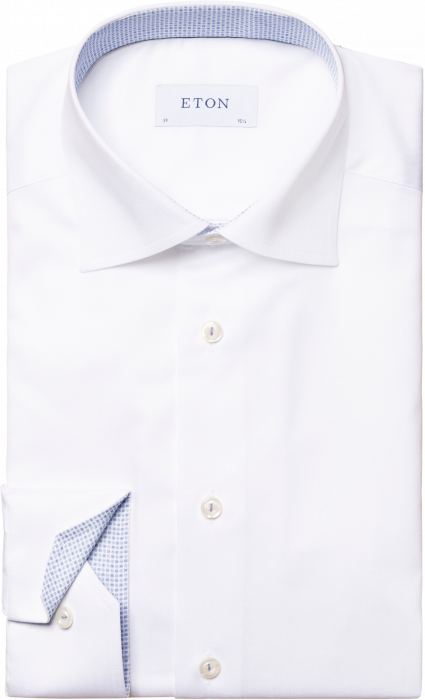 Eton - White Micro Print Stretch Twill Shirt Contemp - White