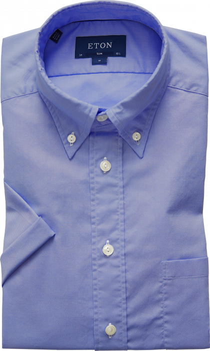 Eton - Oxford Short Sleeve, Slim Fit, Button Down - Donkerblauw
