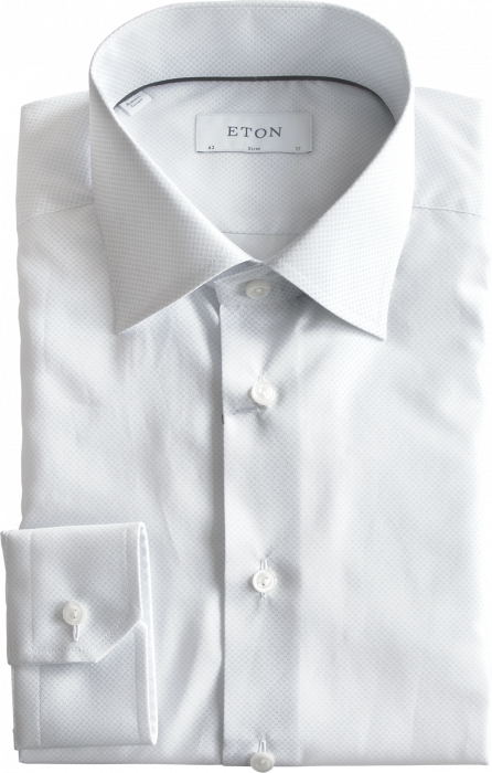 Eton - Light Men's Shirt With Print, Slim Fit - White & skye blue