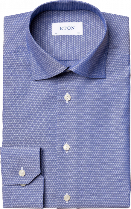 Eton - Men's Shirt In Blue With Small Diamonds, Slim Fit - Azul & branco