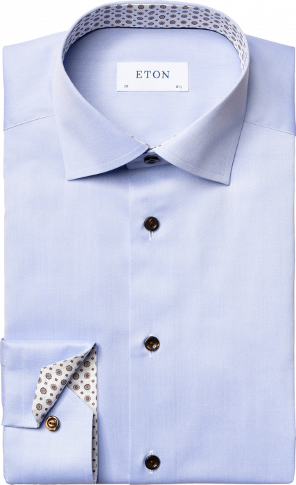 Eton - Herreskjorte Med Medaljon-Motiv Detaljer, Slim Fit - Himmelblå