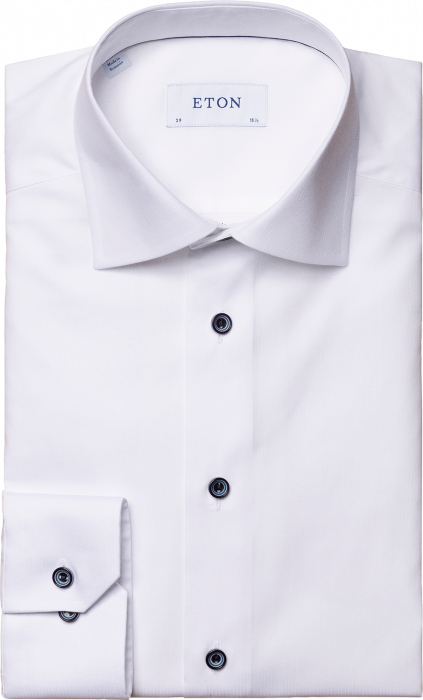 Eton - Men's White Contrast Twill Shirt - Biały