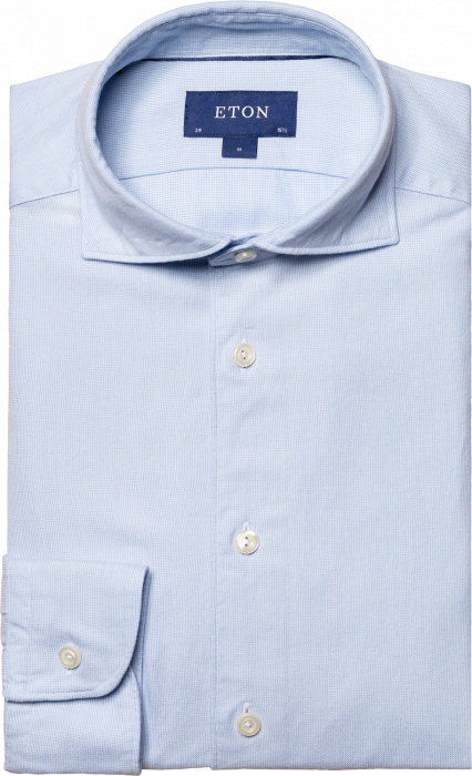 Eton - Men's Blue Houndstooth Shirt With A Slim Fit - Skye Blue
