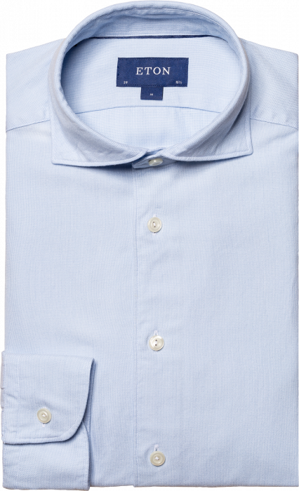 Eton - Men's Blue Houndstooth Flannel Shirt - Skye Blue