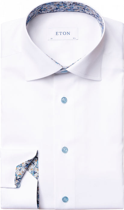 Eton - Men's White Twill Shirt In A Delightful Slim Fit - Weiß