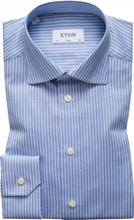 Eton - Blue And White Striped Business Shirt, Slim Fit - Skye Blue & blanc